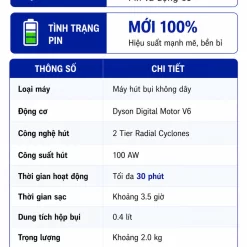 Máy hút bụi không dây Dyson V6 Slim 14 image Photoroom 3