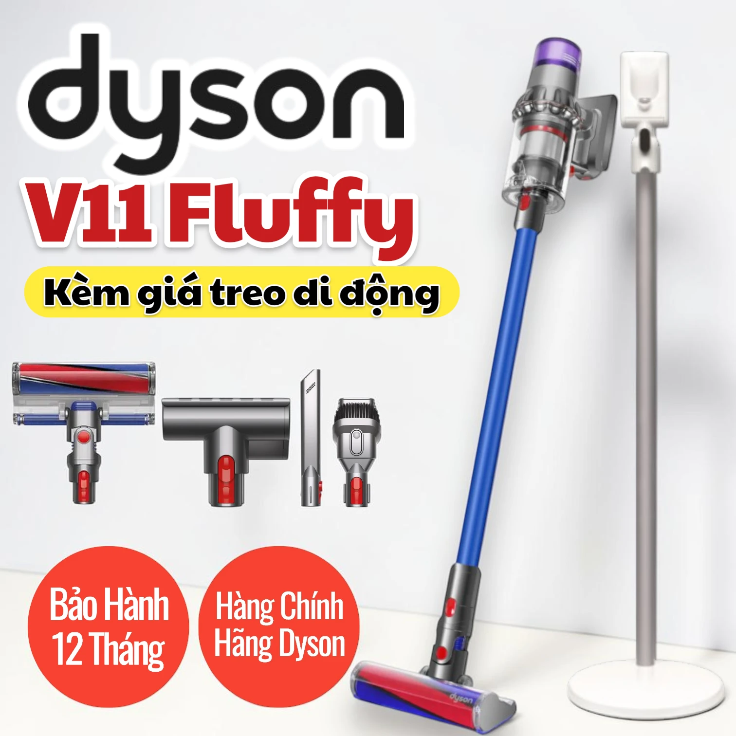 Máy hút bụi cầm tay không dây Dyson V11 Fluffy Kèm Giá Treo 20 3 Photoroom