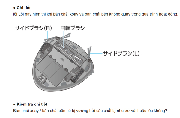 Bảng mã lỗi robot hút bụi panasonic