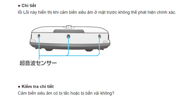 Bảng mã lỗi robot hút bụi Panasonic