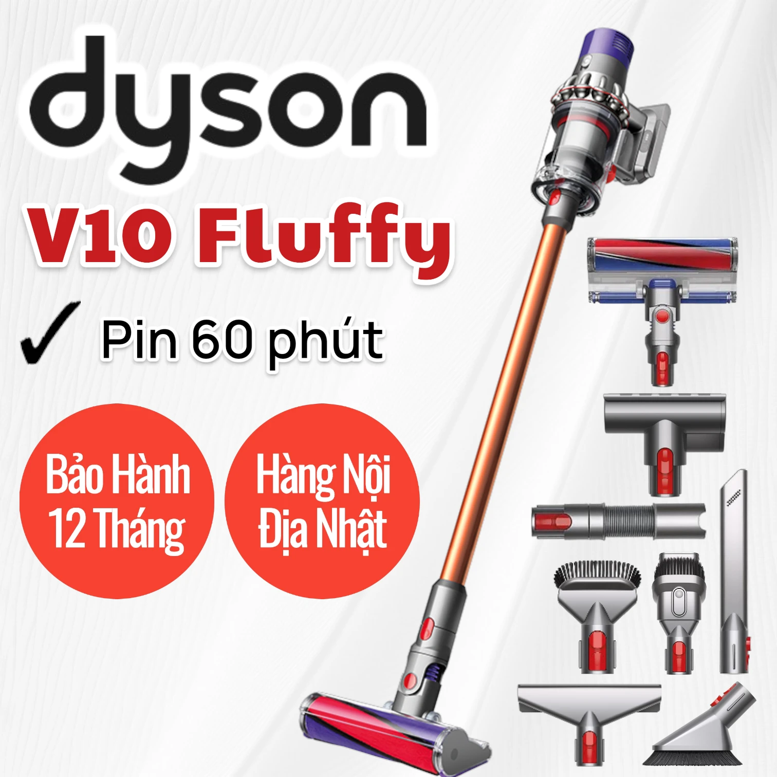 Máy Hút Bụi Không Dây Dyson V10 Fluffy 3 Máy Hút Bụi Không Dây Dyson V10 Fluffy