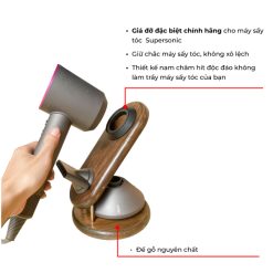 Giá đỡ máy sấy tóc Dyson Supersonic gỗ nguyên chất, nam châm chính hãng 11 Frame 2610