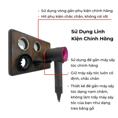 Giá đỡ treo tường cho máy sấy tóc dyson supersonic gỗ nguyên chất linh kiện chính hãng 22 image 15