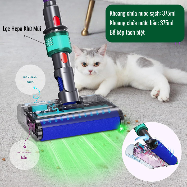 Đầu lau sàn khô ướt cho máy hút bụi Dyson V11 V15 Outsize Gen 5 27 Frame 3968