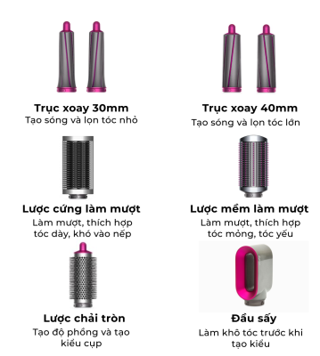Máy Sấy Tạo Kiểu Dyson Airwrap HS01 (Nickel/Fuchsia) 15 Frame 3008
