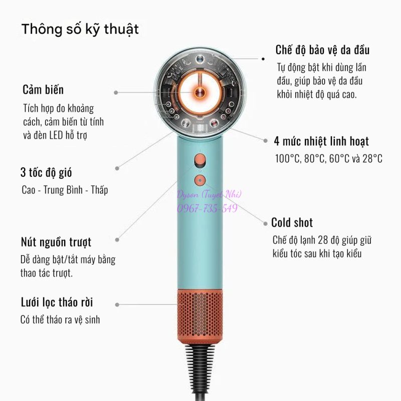 Máy Sấy Tóc Dyson Supersonic HD16 Nural (Xanh Mint) - Hàng Chính Hãng 22 Frame 3861