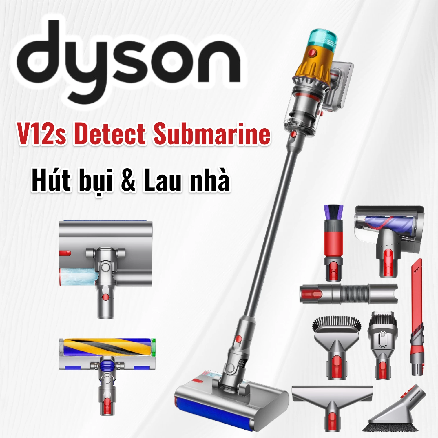 Máy hút bụi lau nhà Dyson V12s Detect Slim Submarine 24 Máy hút bụi lau nhà Dyson V12s Detect Slim Submarine