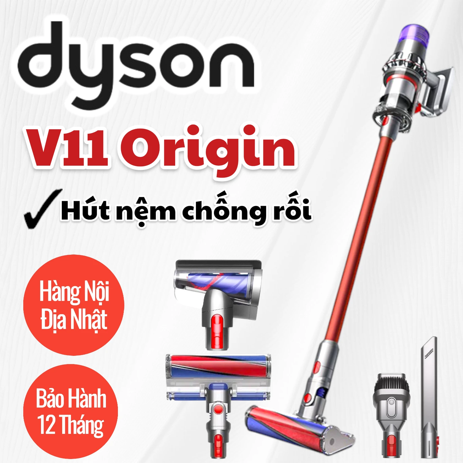 Máy hút bụi không dây Dyson V11 Origin, Làm sạch sàn gỗ men, Hút nệm chống rối 2 Máy hút bụi không dây Dyson V11 Origin, Làm sạch sàn gỗ men, Hút nệm chống rối